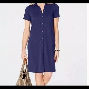 J Jill Navy Button Front Shirt Dress size Small